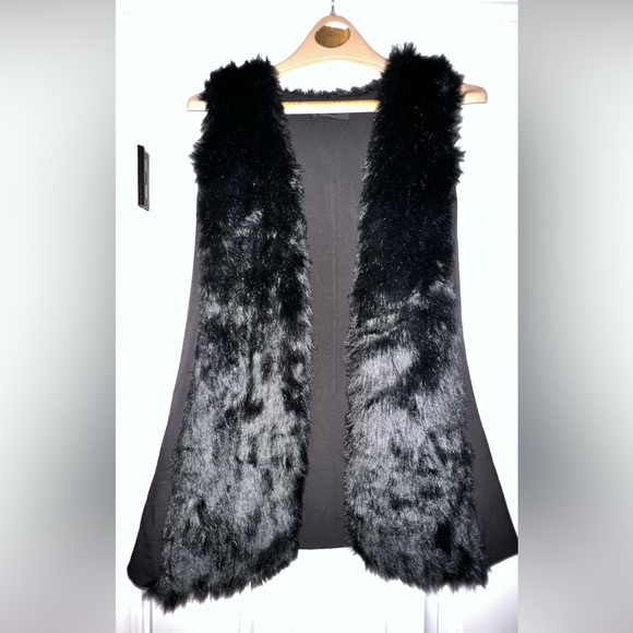 MOSSIMO Y2K PREPPY MOB WIFE WOMEN'S BLACK FAUX FUR SOFT VEST Sz.XS - Picture 2 of 5